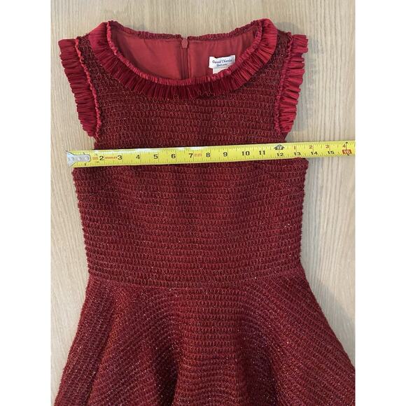 David Charles Black Label Red Sparkle Tweed Party Dress Size 12 Formal Christmas - Picture 8 of 11